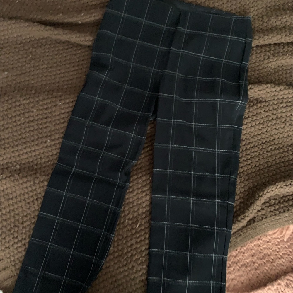 Black Windowpane Plaid Trousers
